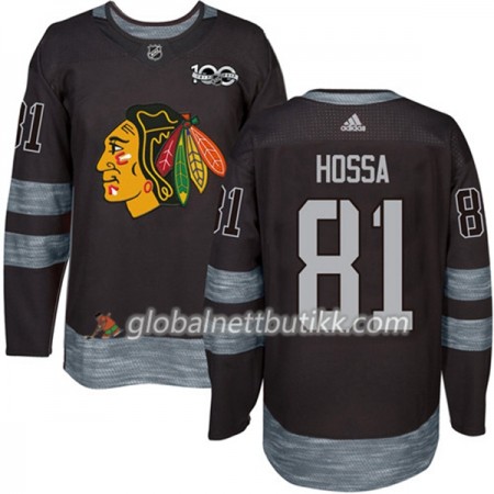 Chicago Blackhawks Hockeydrakt Marian Hossa 81 1917-2017 100th Anniversary Svart Adidas Authentic - Herre